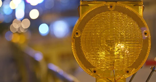 Luz Cautela Amarela Rua Noite — Fotografia de Stock