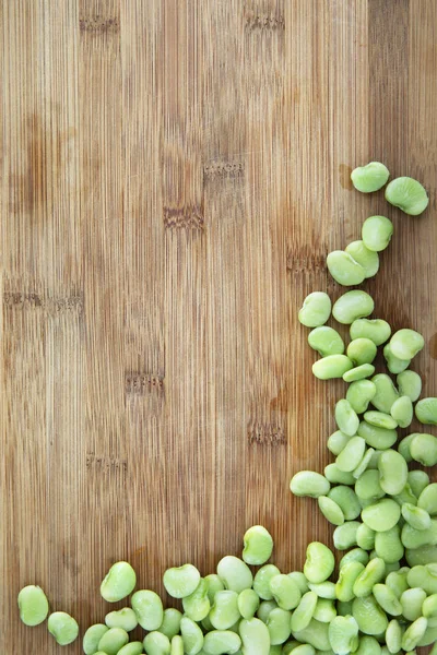 Fresh Raw Lima Beans Cutting Board Copy Space — Stock Photo, Image