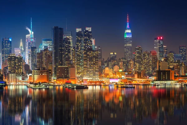 Vista Manhattan Por Noche Nueva York Estados Unidos — Foto de Stock