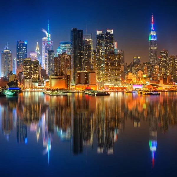 Vista Manhattan Notte New York Usa — Foto Stock