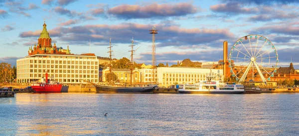 Vista Panoramica Sul Porto Helsinki Tramonto Finlandia — Foto Stock