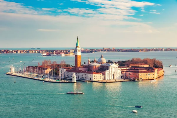 stock image Aerial view at San Giorgio Maggiore island, Venice, Italy