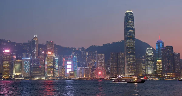 Victoria Harbour Hong Kong Maart 2019 Hongkong Nachts Stad — Stockfoto