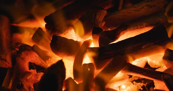 Carbone Fuoco Fiamma Nel Tempo Barbecue — Foto Stock