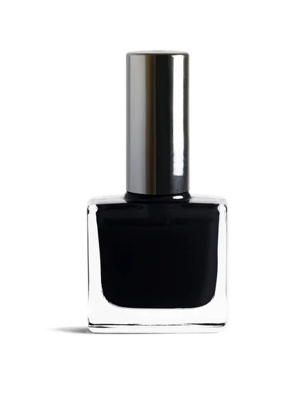 Esmalte Uñas Color Negro Aislado Sobre Fondo Blanco Con Ruta — Foto de Stock