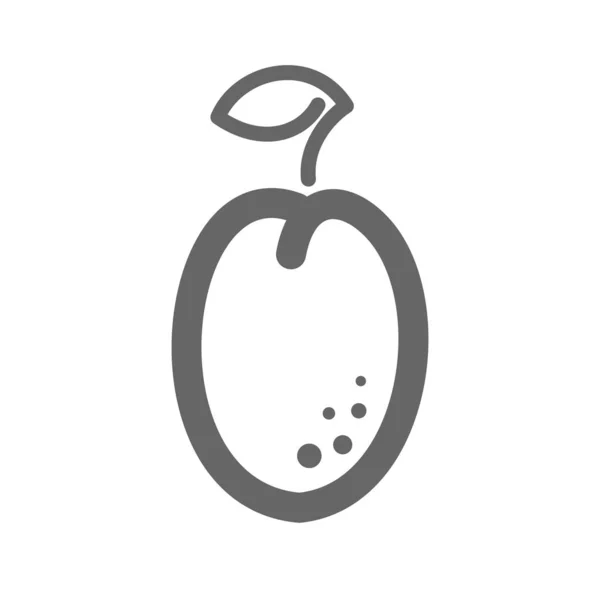 Plum Leaf Outline Icon Plum Fruit Sign Vector Illustration Eps — Stock Photo, Image