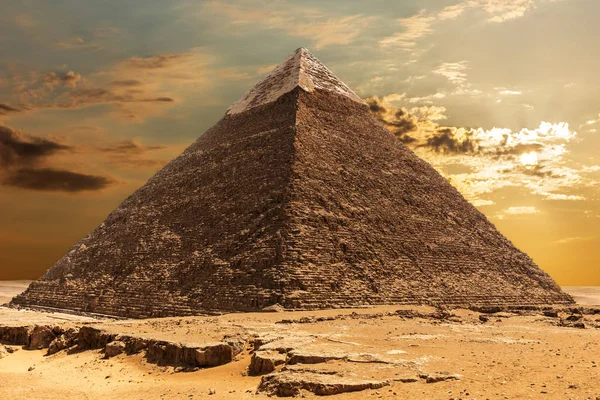 Pirâmide Khafre Nascer Sol Gizé Egito — Fotografia de Stock
