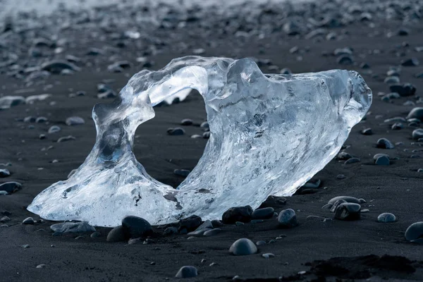 Icebergs Czarnym Piasku Diamond Beach Joekulsarlon Islandia — Zdjęcie stockowe