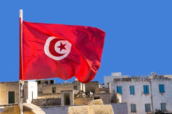 Mening Van Nationale Vlag Van Tunesië Tunis — Stockfoto