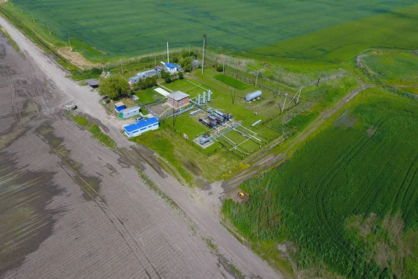 Apparatuur Voor Het Drogen Gas Condensaat Verzamelen Bovenaanzicht Bovenaanzicht Van — Stockfoto