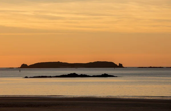 Schoonheid Zonsondergang Uitzicht Vanaf Het Strand Saint Malo Bretagne Frankrijk — Stockfoto