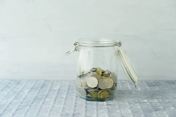 Coins Glass Money Jar Financial Concept — Stock Photo, Image