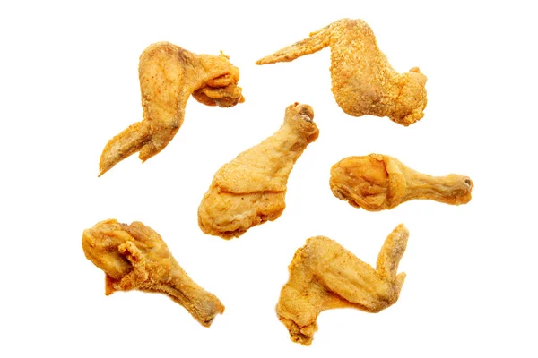 Oryginalny Przepis Smażone Kurczaki Izolowane Białym Tle — Zdjęcie stockowe