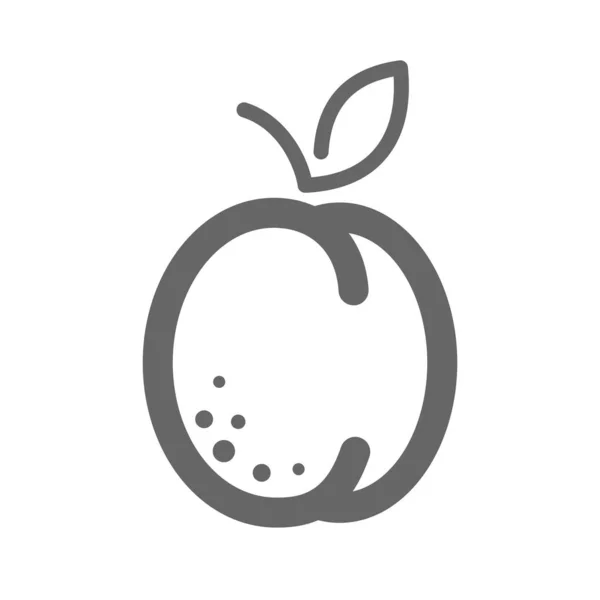 アプリコット 桃の葉の輪郭アイコン アプリコットの果物の看板 食品アプリやウェブサイトのベクトルイラスト — ストック写真