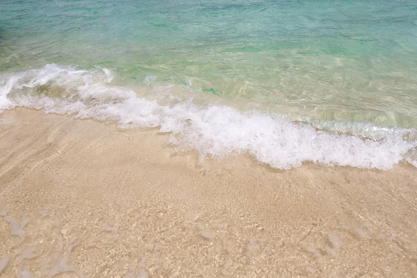 Trópusi Strand Háttér Lágy Hullám Fehér Homok — Stock Fotó