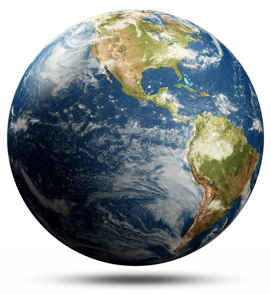 Planet Earth Karta Amerika Delar Denna Bild Möblerad Nasa Rendering — Stockfoto