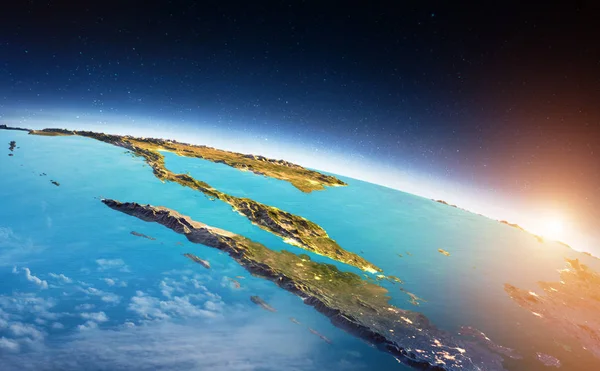 印度尼西亚和马来西亚日出 这张图片的元素由美国宇航局提供 — 图库照片