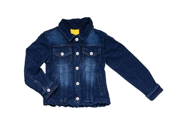 Casaco Jeans Para Crianças Isolado Uma Elegante Jaqueta Azul Escuro — Fotografia de Stock