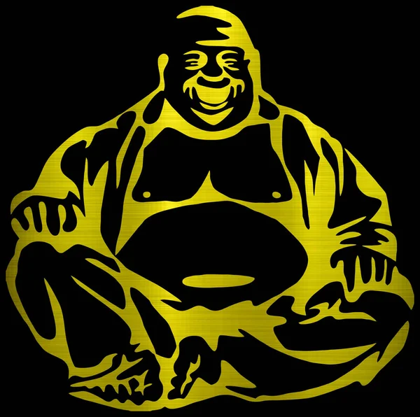 Sorriso Feliz Buddha Metálico Dourado Ilustração Sorte Prosperidade — Fotografia de Stock