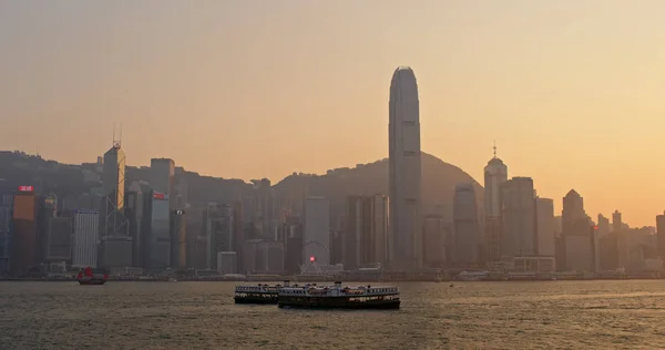 Victoria Harbor Hongkong Mars 2019 Hong Kong Solnedgång — Stockfoto