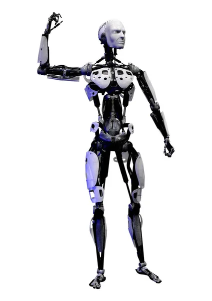 Rendering Eines Männlichen Roboters Isoliert Auf Weißem Hintergrund — Stockfoto