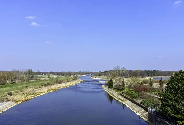 Lyszkowice Polonya Daki Warta Nehri Nin Panoramik Manzarası — Stok fotoğraf