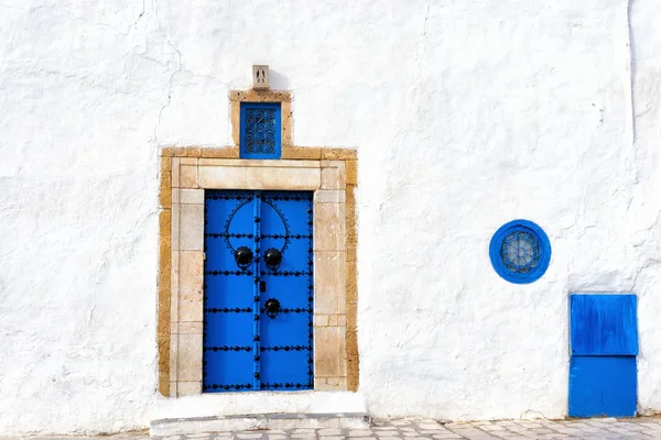 Entrée Maison Porte Bleue Ornementale Dans Médina Sidi Bou Saïd — Photo