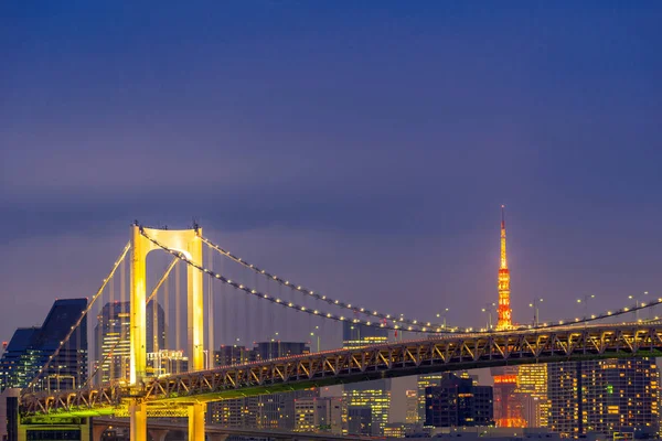 Coucher Soleil Tokyo Avec Tour Tokyo Pont Rainbow Avec Paysage — Photo