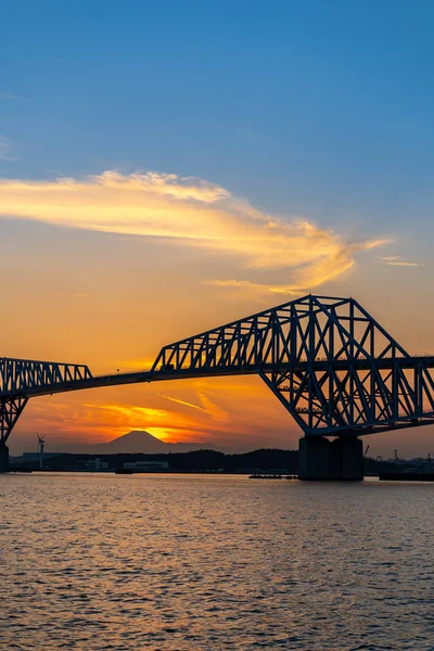 Diamond Fuji Tokyo Tokyo Gate Bridge Natural Phenomenons Sun Move — Stock Photo, Image