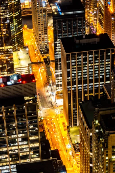 芝加哥天际线建筑和密歇根湖的日落鸟瞰图 芝加哥市中心芝加哥市伊利诺伊 Usa — 图库照片