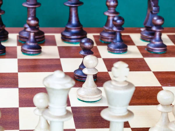 Vue Côté Blanc Des Pions Échecs Milieu Échiquier — Photo