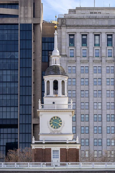 Independence Hall Philadelphia Pennsylvania Usa Met Philadelphia Stadsgezicht Skyline Gebouw — Stockfoto