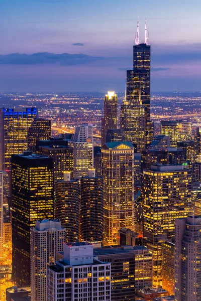 Vista Aérea Edifício Chicago Skylines Centro Chicago Chicago City Illinois — Fotografia de Stock