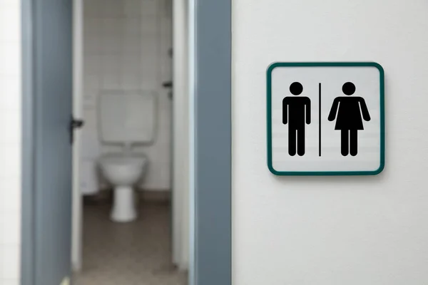 Public Restroom Male Female Toilet Sign White Wall — Stock Photo, Image
