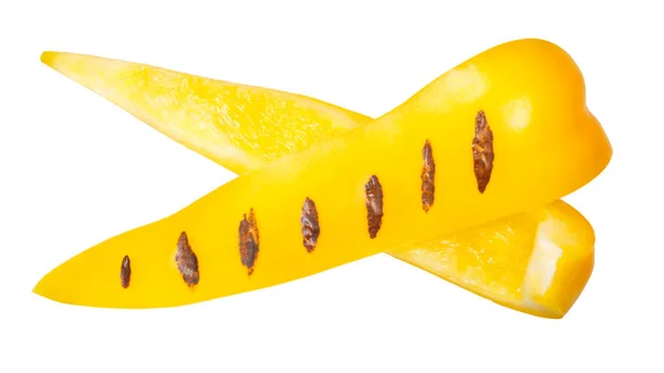 Gegrilde Brand Geroosterde Gele Paprika Segmenten Bovenaanzicht — Stockfoto