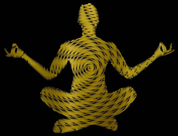 Yoga Meditation Reiki Energy Exercise Illustration Golden Metallic — Stock Photo, Image