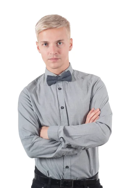 Masculino Camisa Cinza Arco Gravata — Fotografia de Stock