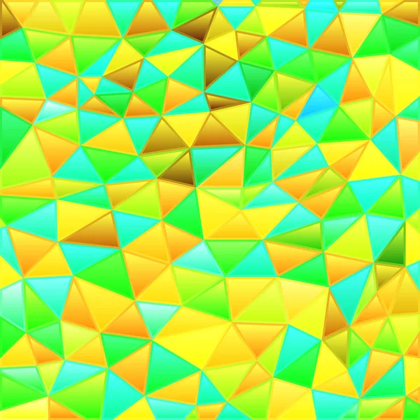 抽象的なステンドグラスの三角形モザイクの背景 緑と黄色 — ストック写真