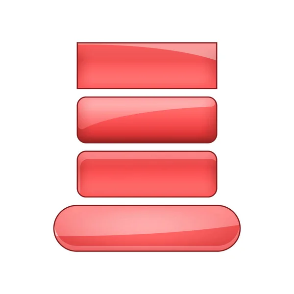 Bright Glossy Web Buttons Set Red — ストック写真