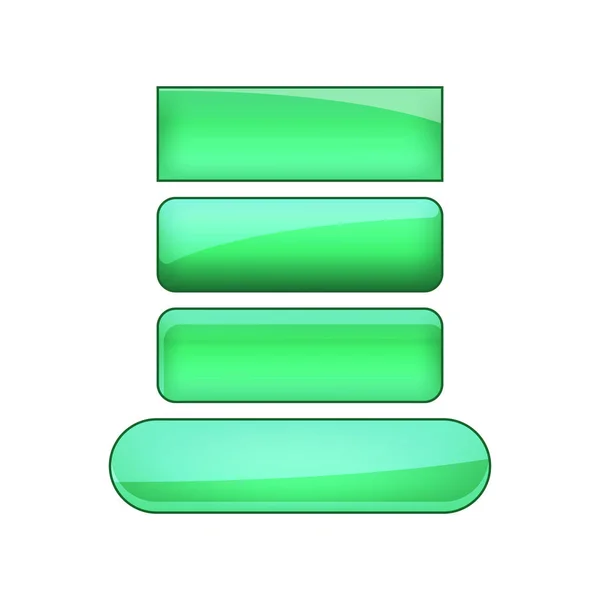 Bright Glossy Web Buttons Set Green — ストック写真