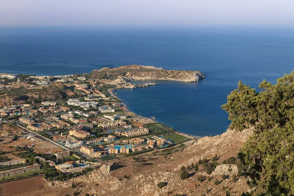 Vista Aérea Del Pueblo Kolimbia Isla Rodas Grecia — Foto de Stock