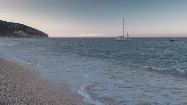 Vacker Sommarmorgon Sandstrand Dhermi Albanien — Stockfoto