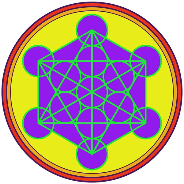 Metatron Kubus Kracht Energie Heilige Geometrie Meditatie Chakra Illustratie — Stockfoto