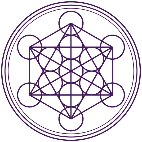 Metatron Cube Purple Energy Sacred Geometry Meditation Chakra Illustration — Stock Photo, Image