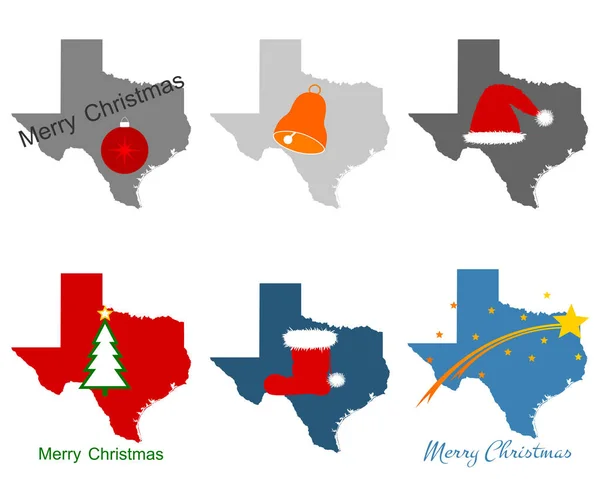 Karte Von Texas Mit Weihnachtssymbolen — Fotografia de Stock