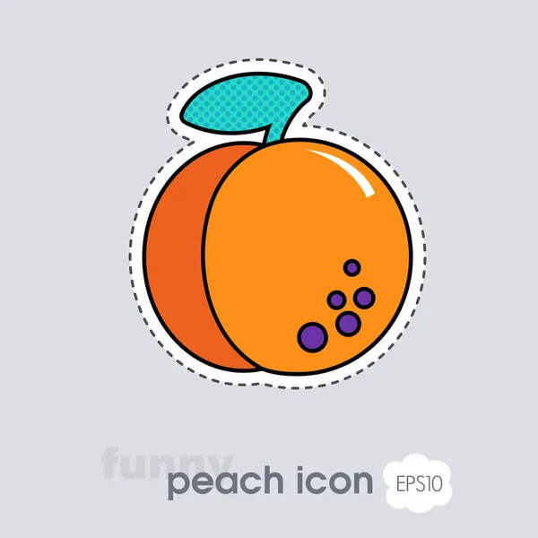 Pêche Nectarine Avec Icône Feuille Peach Fruits Signe Illustration Vectorielle — Photo
