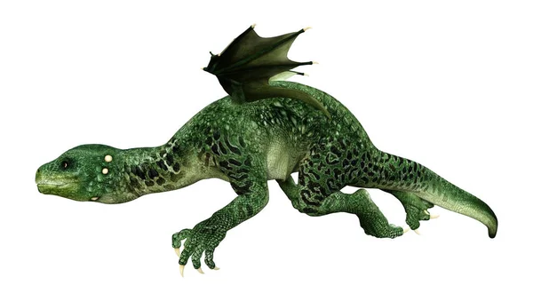 Representación Dragón Eclosionador Fantasía Verde Aislado Sobre Fondo Blanco —  Fotos de Stock