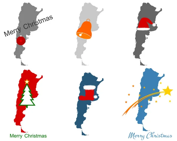 Karte Von Argentinien Mit Weihnachtsmbolen — Stok fotoğraf