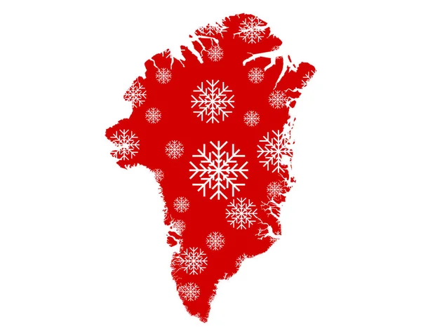 Karte Von Grönland Mit Schneeflocken — Stockfoto