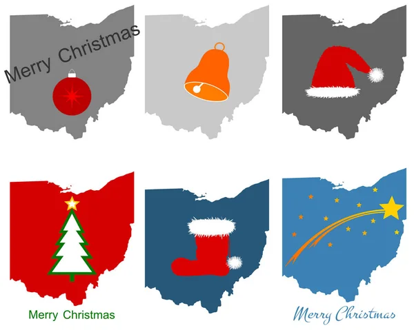 Karte Von Ohio Mit Weihnachtssembol — Stok fotoğraf